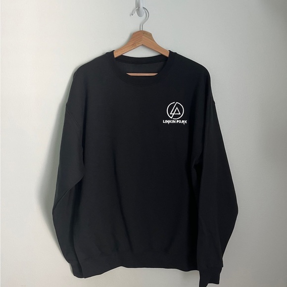 Black White Linkin Park Indie Chester MTV Y2K Embroidery Crewneck - Picture 1 of 2